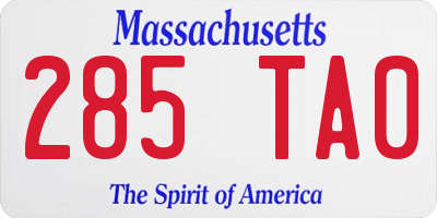 MA license plate 285TA0