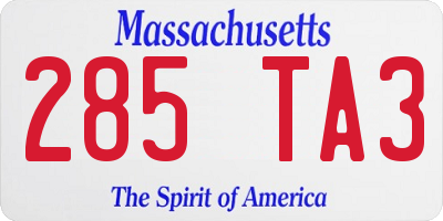 MA license plate 285TA3