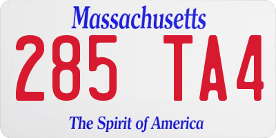 MA license plate 285TA4