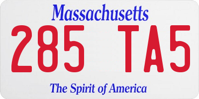 MA license plate 285TA5