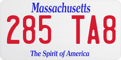 MA license plate 285TA8