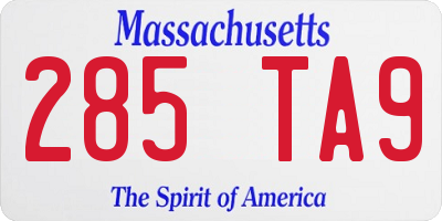 MA license plate 285TA9