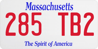 MA license plate 285TB2