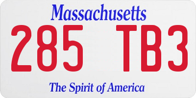 MA license plate 285TB3