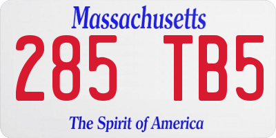 MA license plate 285TB5