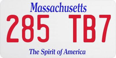 MA license plate 285TB7