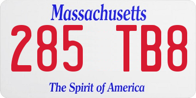 MA license plate 285TB8
