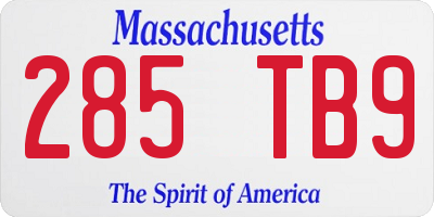 MA license plate 285TB9