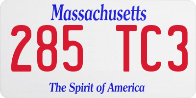 MA license plate 285TC3