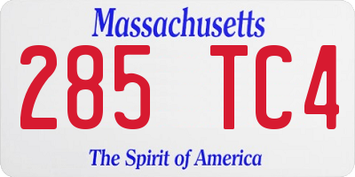 MA license plate 285TC4