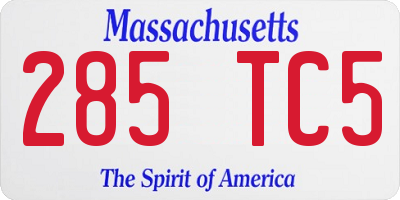 MA license plate 285TC5