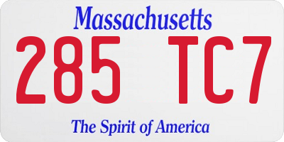 MA license plate 285TC7