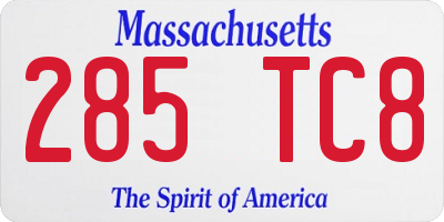 MA license plate 285TC8