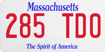 MA license plate 285TD0