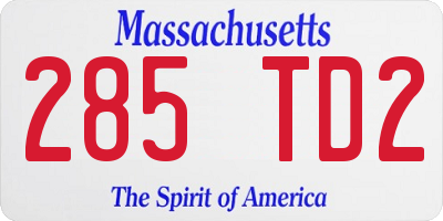 MA license plate 285TD2
