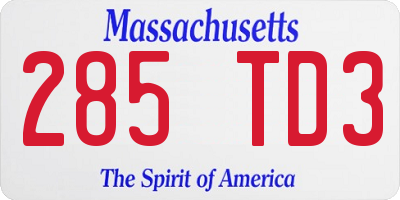 MA license plate 285TD3