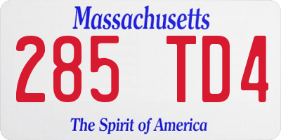 MA license plate 285TD4