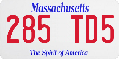 MA license plate 285TD5