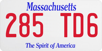 MA license plate 285TD6