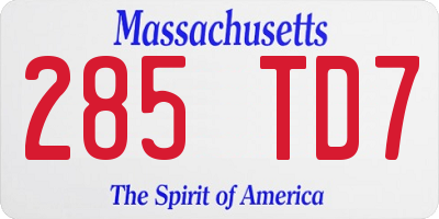 MA license plate 285TD7