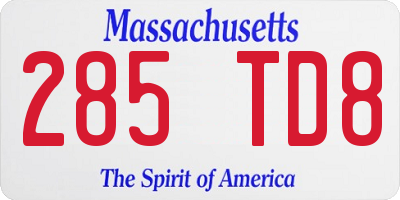 MA license plate 285TD8