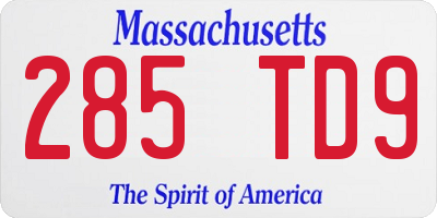 MA license plate 285TD9