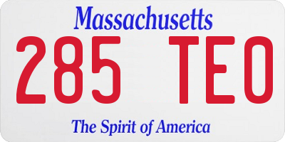MA license plate 285TE0