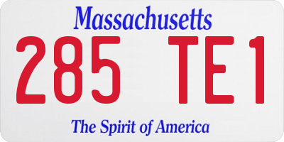 MA license plate 285TE1