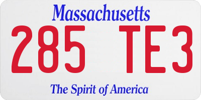MA license plate 285TE3