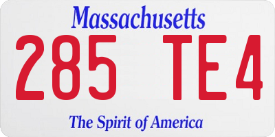 MA license plate 285TE4