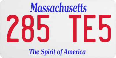 MA license plate 285TE5