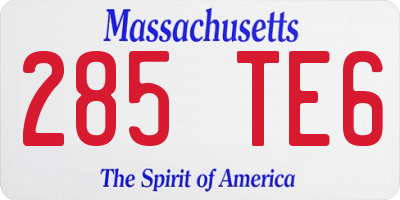 MA license plate 285TE6