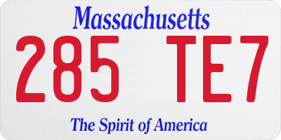 MA license plate 285TE7