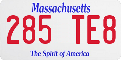 MA license plate 285TE8