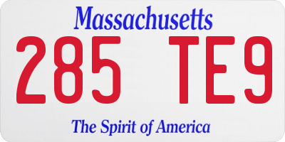 MA license plate 285TE9