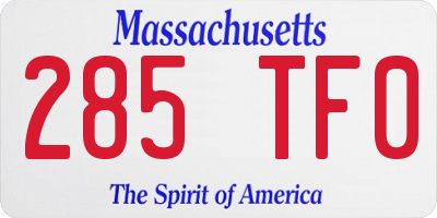 MA license plate 285TF0