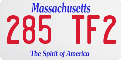 MA license plate 285TF2