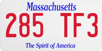 MA license plate 285TF3