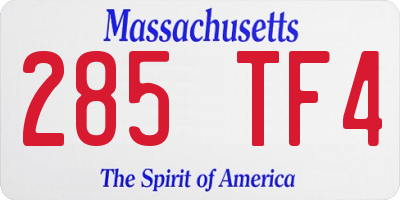 MA license plate 285TF4