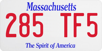 MA license plate 285TF5
