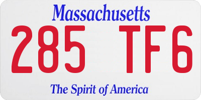 MA license plate 285TF6
