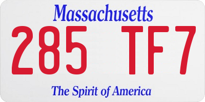 MA license plate 285TF7