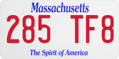 MA license plate 285TF8