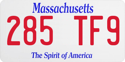 MA license plate 285TF9