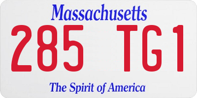 MA license plate 285TG1