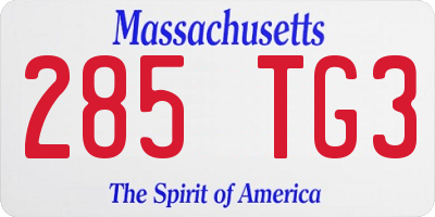MA license plate 285TG3