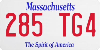 MA license plate 285TG4