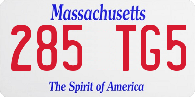 MA license plate 285TG5