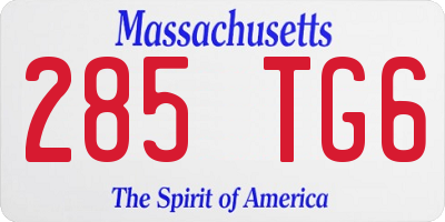 MA license plate 285TG6