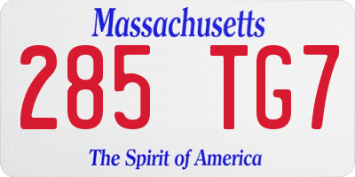 MA license plate 285TG7